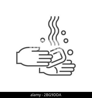 Hand Washing related vector thin line icon Stock Vector