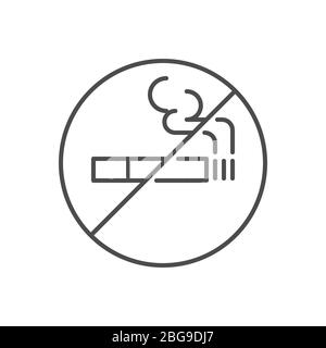 No smoking prohibition sign related vector thin line icon. Stock Vector