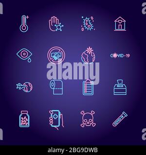 bundle of covid19 set icons Stock Vector