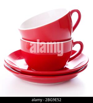Red cups isolated on white Stock Photo