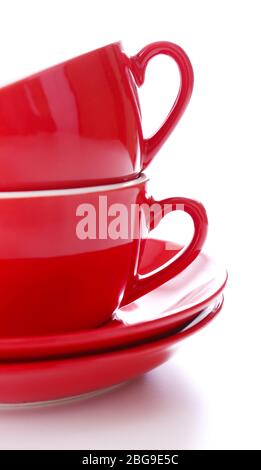 Red cups isolated on white Stock Photo