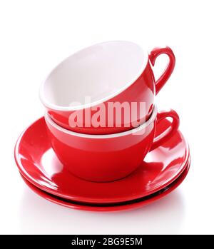 Red cups isolated on white Stock Photo