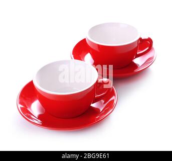 Red cups isolated on white Stock Photo