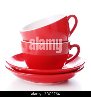 Red cups isolated on white Stock Photo