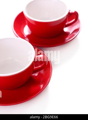Red cups isolated on white Stock Photo