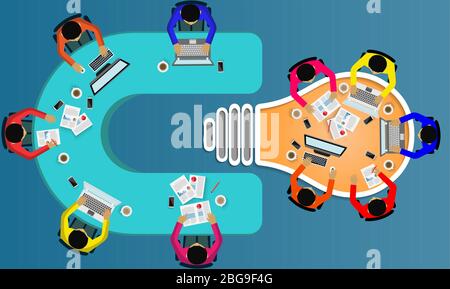 management and staff sitting together in a business meeting Stock Vector