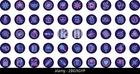 bundle of covid19 set icons Stock Vector