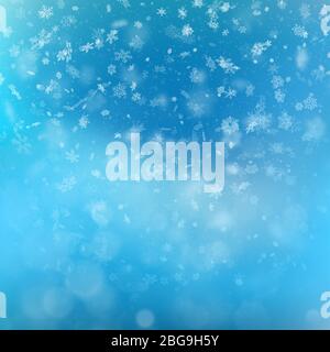 Blue Christmas background with snowflakes and bokeh lights. EPS 10 Stock Vector