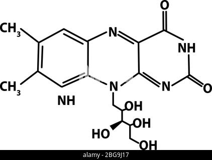 Vitamin B2. riboflavin Molecular chemical formula. Infographics. Vector illustration on isolated background. Stock Vector