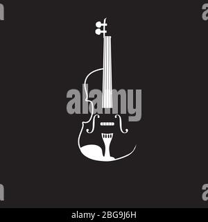 Vector illustration of vintage violin on black background Stock Vector