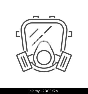 Gas mask related vector thin line icon. Stock Vector