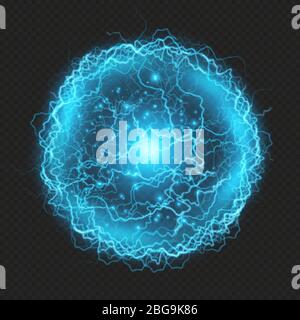 Energy sphere. Electric plasma ball, explosion lightnings and electrical  power vector illustration Stock Vector Image & Art - Alamy