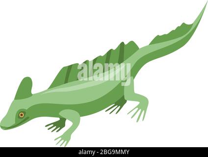 Green lizard icon, isometric style Stock Vector