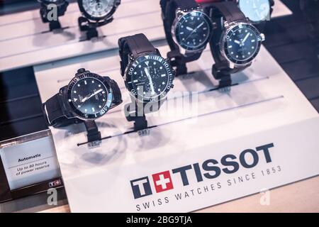 Tissot watch window store with fashionable mechanical watches for