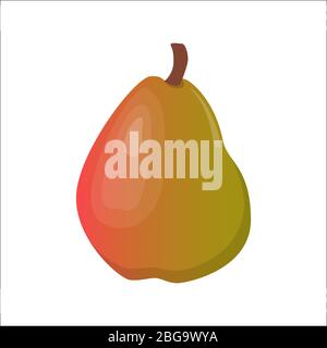 Big fresh pear on white background. Vector illustration in flat style Stock Vector