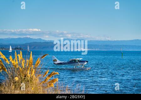 Seaplanes on Lake Taupo, North Island New Zealand Stock Photo