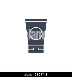Sunscreen related vector glyph icon. Stock Vector