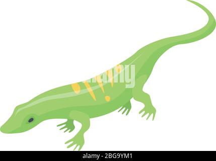 Striped green lizard icon, isometric style Stock Vector