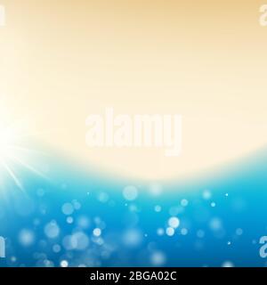 Top view of a tropical beach. Hello summer background with coastline and sunshine. EPS 10 Stock Vector