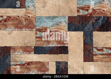 Texture of stone wall for background, seamless mosaic stone wall decor texture tile Stock Photo