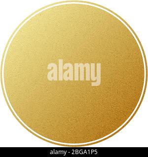 Golden label round circle with glitter texture, isolated on white. EPS 10 Stock Vector
