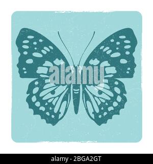 Grunge butterfly insect silhouette banner and poster vector emblem illustration Stock Vector