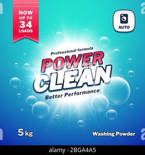 Washing powder. Detergent packaging vector design template. Illustration of detergen pack powder product Stock Vector