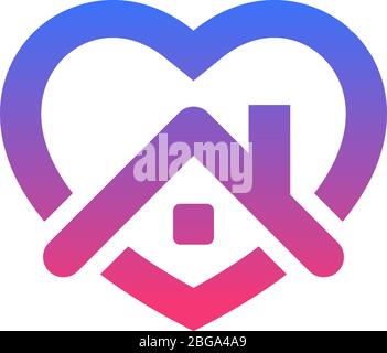 Stay home icon. House with heart .Vector illustration EPS 10 Stock Vector