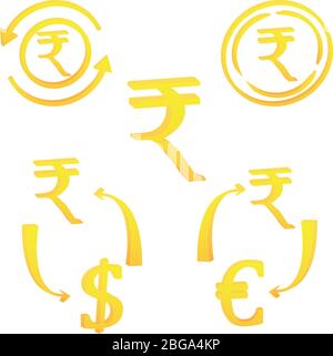 3D Rupee India currency symbol icon Stock Vector