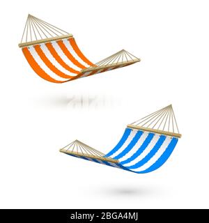 Hammock template. Camping or picnic relaxation. Tourism or vacation concept. Vector illustration Stock Vector