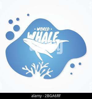 Save whales vector banner design. Wild whales flyer template ...