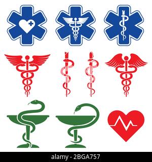 International medical, pharmacy and emergency care vector symbols. Medical glyph collection illustration Stock Vector