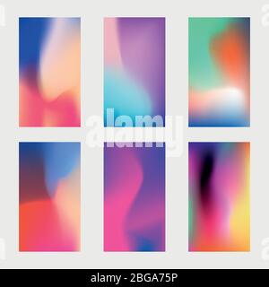 Modern phone vector elegant wallpaper. Blurred multicolored backgrounds with gradient meshes. Multicolor wallpaper for smartphone, blurry paint glowing illustration Stock Vector