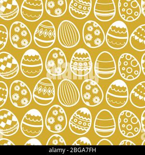 Happy easter repetition vector background. Seamless wallpaper with eggs. Easter pattern seamless with line eggs illustration Stock Vector
