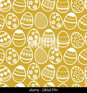 Happy easter repetition vector background. Seamless wallpaper with eggs. Easter pattern seamless with line eggs illustration Stock Vector