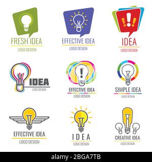 Creative idea vector business logo. Set of idea emblem effective and fresh illustration Stock Vector