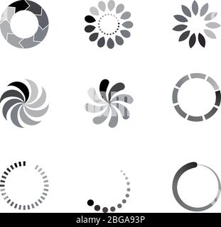 Loading flat vector icon set. Waiting symbol. Preloader sign. Stock Vector