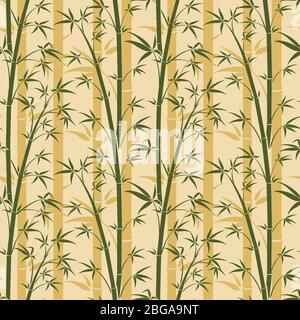 Bamboo tree vector seamless background. Bamboo plant pattern with leaf illustration Stock Vector