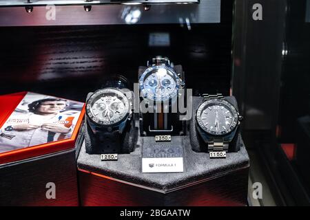 Geneva Switzerland March 2020 TAG Heuer window store with