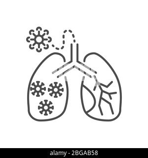 Lungs Infection related vector thin line icon. Stock Vector