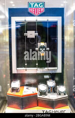 Geneva Switzerland March 2020 TAG Heuer window store with