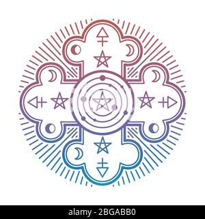 Bright mystery, occult esoteric symbol isolated on white background. Vector illustration Stock Vector