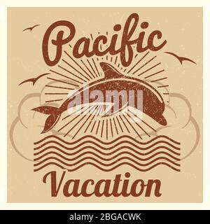 Grunge vintage summer travel vacation banner poster design. Vector illustration Stock Vector