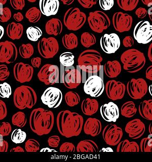 Abstract scribble seamless pattern design - red and white texture. Vector illustration Stock Vector
