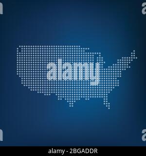 USA map in connected dots. Concept of networking, structure, communication. Stock Vector illustration isolated Stock Vector