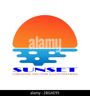 Abstract vector sunset icon. Simple stock design isolated on a white background for websites and apps Stock Vector