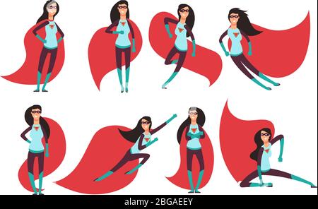 Businesswoman in Action Poses. Female Superhero Flying Stock Vector -  Illustration of lady, background: 94441391