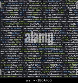 Javascript program code programming script vector background. Coding script command, programming function javascript illustration Stock Vector