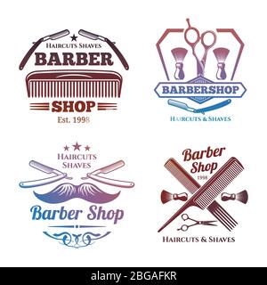 Barber shop collection. Drawing accessories for beauty haircut salon razor  comb scissors drying shampoo spray towel. Vector set Stock Vector Image &  Art - Alamy