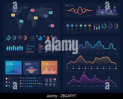 Workflow charts and diagrams, infographic useful vector elements for business information marketing presentation. Chart and diagram information for presentation illustration Stock Vector